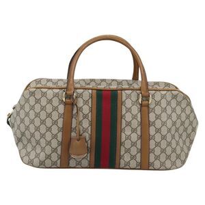 Gucci Zip Boston Gg Canvas Beige Pvc Handbag